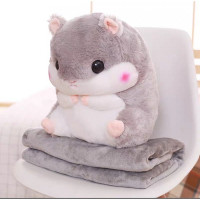 Игрушка-плед Хомяк микрофибра подушка 3в1 цвет серый Игрушка-плед Хомяк микрофибра подушка 3в1 цвет серый