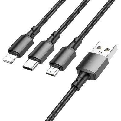 Кабель Borofone BX72 3-in-1 charging cable(iP+Type-C+Micro)