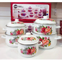 Набір емальованих каструль 5 штук Higher Kitchen НК-309 ЦВЕТИ Набір емальованих каструль 5 штук Higher Kitchen НК-309 ЦВЕТИ