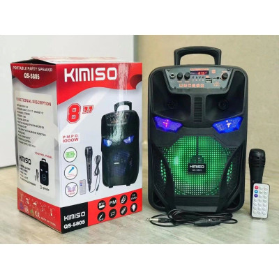 Портативна колонка Kimiso QS-5805 з мікрофоном і світломузкою (USB/BT/FM)