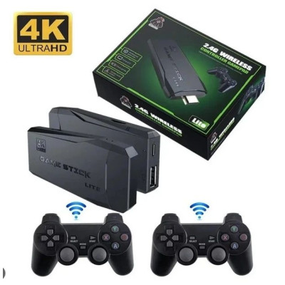 Игровая приставка M8 64 GB Mini Game Stick 4K HDMI + 2 беспроводные джойстики, консоль для телевизора