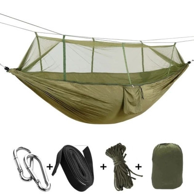 Гамак двойной с москитной сеткой Hammock With Net Army для отдыха до 200 кг.