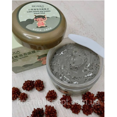 Киснева, бульбашкова маска Bioaqua Carbonated Bubble Clay Mask, пінна маска