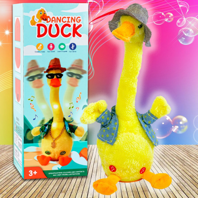 Интерактивная игрушка — танцующая утка в шляпе, поет и светится Dancing duck