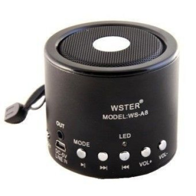 Колонка Мини портативная WSTER WS-A8 с MP3, USB и FM-paдио ЧЕРНЫЙ