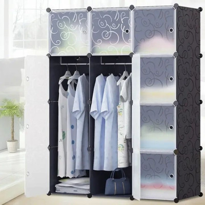 Пластикова складана шафа Storage Cube Cabinet «МР 312-62» Чорна (110х37х146см)