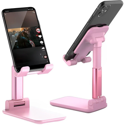 Настільна підставка тримач для телефона планшета Folding desktop phone stand Рожева