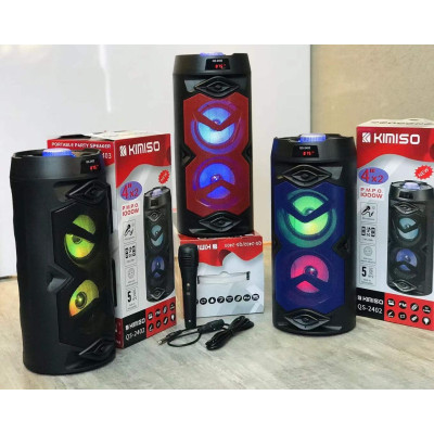 Портативна колонка Kimiso QS-2402 Bluetooth, з мікрофоном для караоке, FM радіо, MP3, пультом