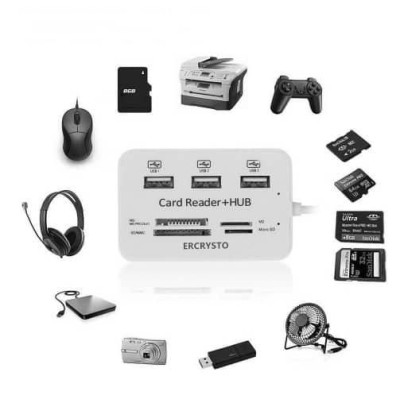 Картридер для читання карт-концентраторів HUB USB Combo 2.0 USB/MS/MS Pro DUO/SD/M2/MMC/MicroSD