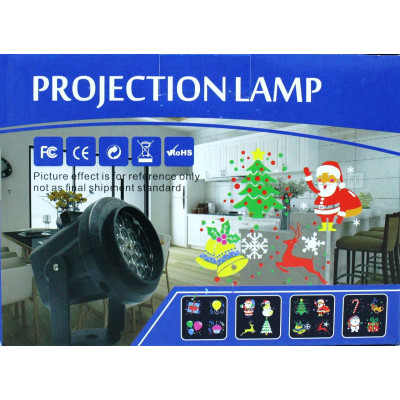 Лазерный проектор на Новый год Projection Lamp с 16 рисунками и кронштейном SE-328-01.