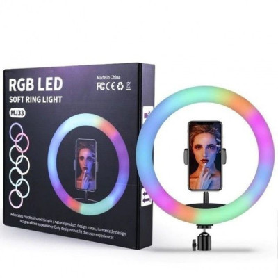 Кольцевая LED-лампа RGB MJ26 (1 крепеж) (управление на проводе)