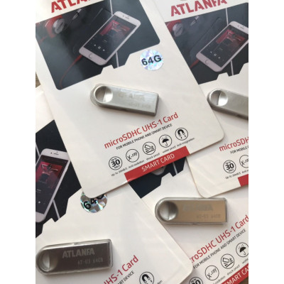 Минифлешка с отверстием для ключей 2.0 64Gb ATLANFA AT-U3 Silver