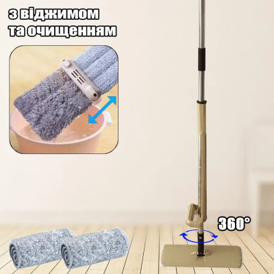 Швабра с отжимом Spin Mop 12х35 см 360 с микрофиброй для быстрой уборки.