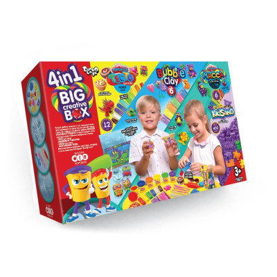 Большой детский игровой набор для творчества 4 в 1 Danko Toys "BIG CREATIVE BOX. Тесто для лепки + пластилин