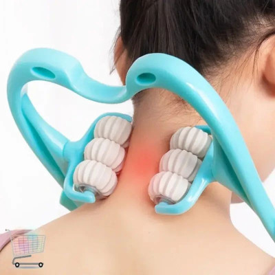 Ручной мультироликовый массажер для шеи и тела Neck Stretcher с вращающимися 360° рельефными роликами.