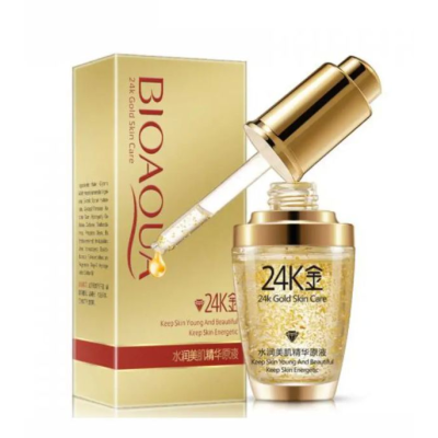 Сироватка для лиця з частинками 24к золота та гиалуроновою кислотою Bioaqua 24K Gold Essence