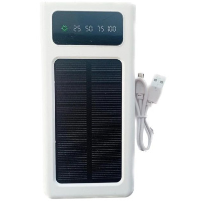 УМБ Power Bank Solar 50000mAh повербанк 4 в 1 с солнечной панелью, экраном, фонариком White