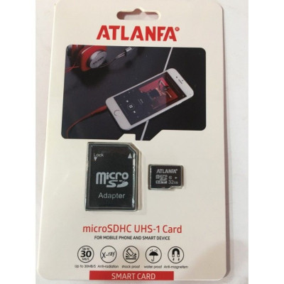 Карта памяти 32Gb class 10 microSDHC ATLANFA + адаптер