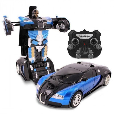 Машинка радиоуправляемая трансформер Robot Car Bugatti Size12 СИНЯЯ ⁇ Робот-трансформер на радиоуправлении 1:12