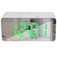 Дзеркальний LED-годинник з будильником і термометром DS-3658L White (зелена підсвітка) (7569) SL Дзеркальний LED-годинник з будильником і термометром DS-3658L White (зелена підсвітка) (7569) SL