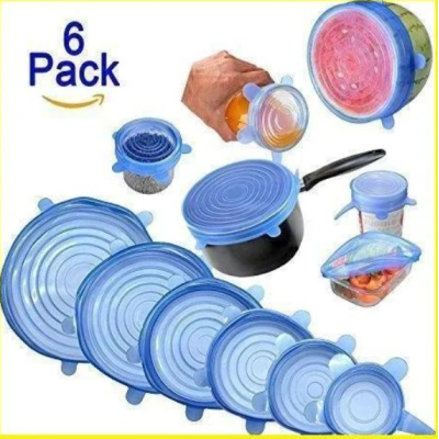 Набор многоразовых силиконовых крышек 6 штук Super Stretch SILICONE Lids