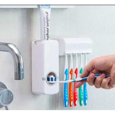 Дозатор автоматической зубной пасты Toothpaste Dispenser с держателем зубных щеток Toothbrush holder