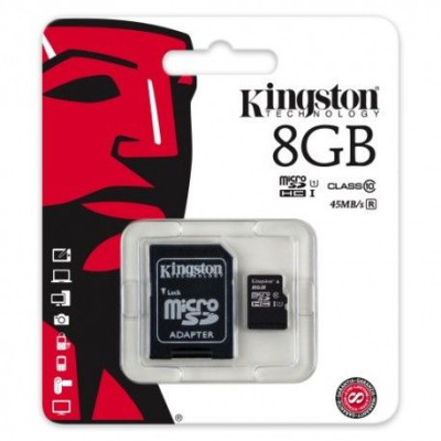 Картка пам'яті micro KINGSTON 8 GB 10 class (з адаптером)