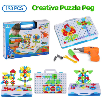 Мозаїка конструктор із шурупокрутом Creative Puzzle 193 деталі TLH-28