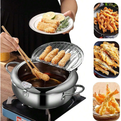 Фритюрница Fryer Pot 2,2 л маленькая фритюрница из нержавеющей стали, жаровня с термометром