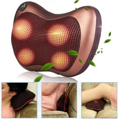 Массажная подушка MASSAGE PILLOW QY-8028 Инфракрасный роликовый массажер для шеи и спины.