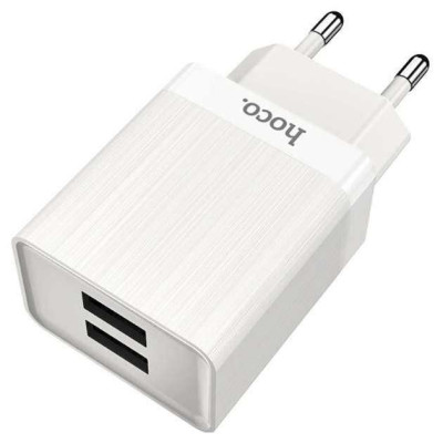 Сетевой адаптер питания Hoco C51A White подзарядка 3.4 А 2 USB-порты белый